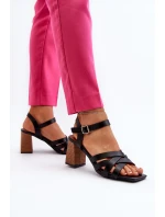 Sandały Damskie Na Słupku Czarne Opifiana Sandały Damskie Na Słupku Czarne Opifiana