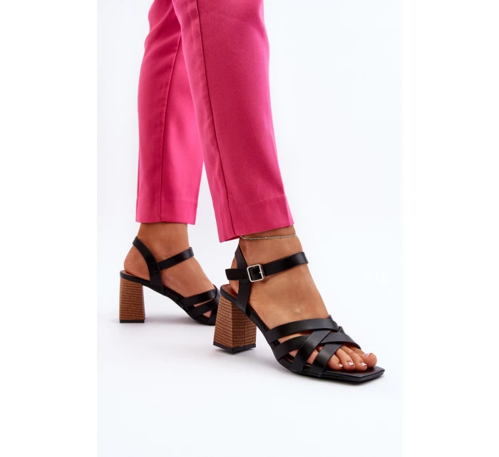 Sandały Damskie Na Słupku Czarne Opifiana Sandały Damskie Na Słupku Czarne Opifiana