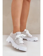 Sneakersy Buty Sportowe Na Platformie CheBello 4632 Srebrne