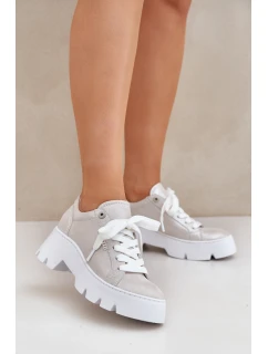 Sneakersy Buty Sportowe Na Platformie CheBello 4632 Srebrne