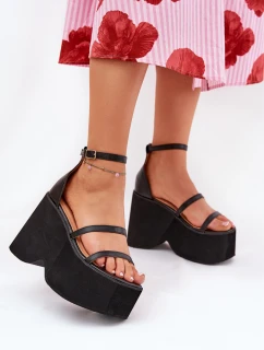 Dámské Sandály Na Masivní Platformě A Klínu Černé model 21688207 - Boto