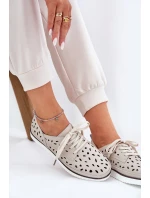 Półbuty Skórzane Damskie S.Barski LR51-610 Beżowe