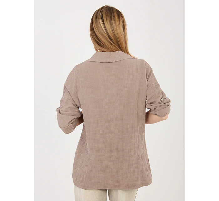 Koszula MI KS model 22102626 ciemny bezowy - FPrice Koszula MI KS model 22102626 ciemny bezowy - FPrice