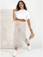 Dámske pruhované nohavice CHICCORD beige FashionStreet UY2174 Dámske pruhované nohavice CHICCORD beige FashionStreet UY2174