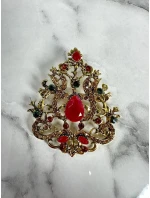 Brošňa XZ459-191 zlatá + červená