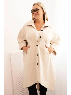 Dámska bunda Punto Plus Size s bavlnou a gombíkmi béžová