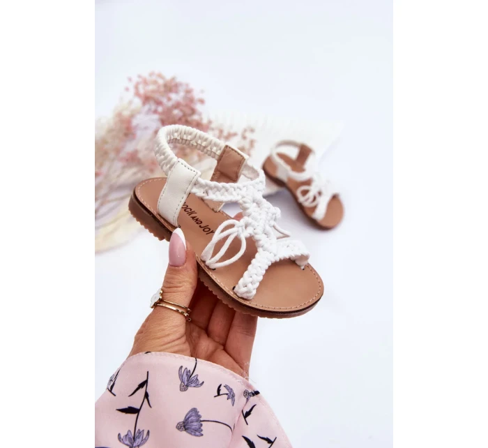 Dětské pletené nazouvací sandály Bíle Tracy
