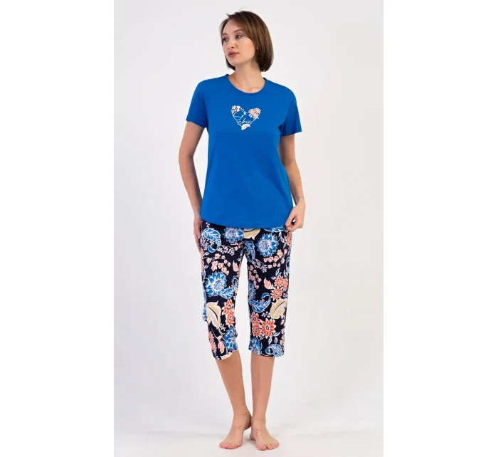 Dámske capri pyžamo Kvety Dámske capri pyžamo Kvety