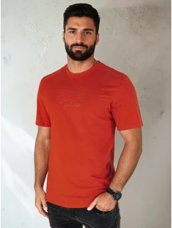 Pánske oranžové tričko s potlačou FashionStreet RX5411
