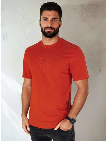Pánské oranžové tričko s potiskem Dstreet model 21973773 - FashionStreet