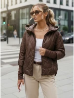 Dámska prechodná prešívaná bunda s kapucňou hnedá FashionStreet TY5613