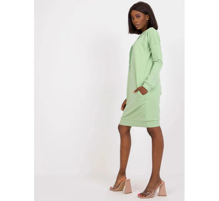 Dámské teplákové mini šaty v pistáciové barvě model 20840800 - Factory Price Dámské teplákové mini šaty v pistáciové barvě model 20840800 - Factory Price