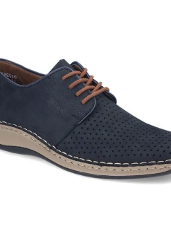 Rieker 05226-14 tmavomodrá kožená poltopánka s ažurovou podrážkou