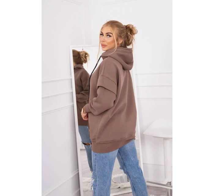 Zateplená mikina s polovičným zipsom mocca