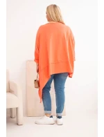 Dámská tunika Plus Size z bavlny s asymetrickým spodním lemem meruňková Dámská tunika Plus Size z bavlny s asymetrickým spodním lemem meruňková