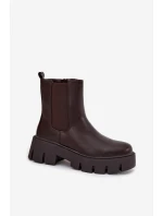 Dámské šněrovací boty teplé kůže tmavě hnědé model 21709278 - Boto Dámské šněrovací boty teplé kůže tmavě hnědé model 21709278 - Boto