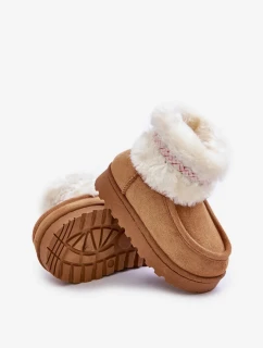 Detské členkové topánky s kožušinou a ťavím vzorom Melefia
