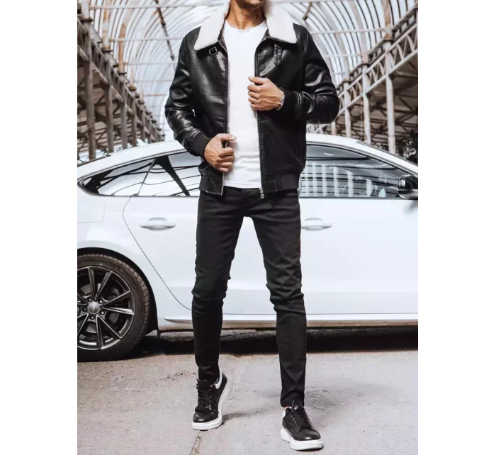 Pánská kožená bunda černá model 21965569 - Dstreet Pánská kožená bunda černá model 21965569 - Dstreet