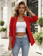 Klasické dámske sako s nabranými rukávmi, červené, FashionStreet PY0152