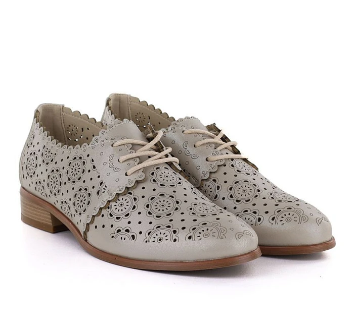 Dámske ažurové topánky oxford zlaté Potocki 12778 Dámske ažurové topánky oxford zlaté Potocki 12778