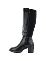 Dámské kozačky na podpatku s elastickým černé, model 22388587 - VINCEZA Dámské kozačky na podpatku s elastickým černé, model 22388587 - VINCEZA