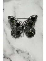 Brošňa Motýľ A-2-21-7 zelené + striebro