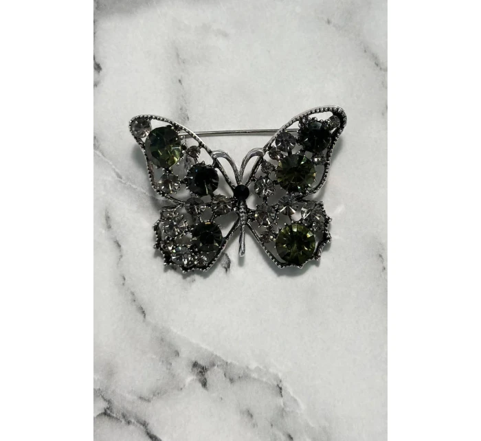 Brošňa Motýľ A-2-21-7 zelené + striebro