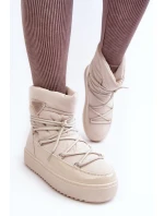 Damskie Śniegowce Na Platformie Z Wiązaniem Beżowe Fleure Damskie Śniegowce Na Platformie Z Wiązaniem Beżowe Fleure