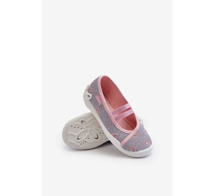 Kapcie Baleriny We Wzorki Befado 116X328 Szaro-Różowe
