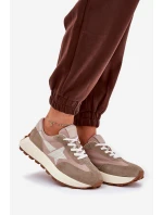 Dámské Sportovní Boty Z Semiše Na Platformě model 21686699 Béžové - VINCEZA