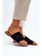 Dámske čierne semišové papuče amite