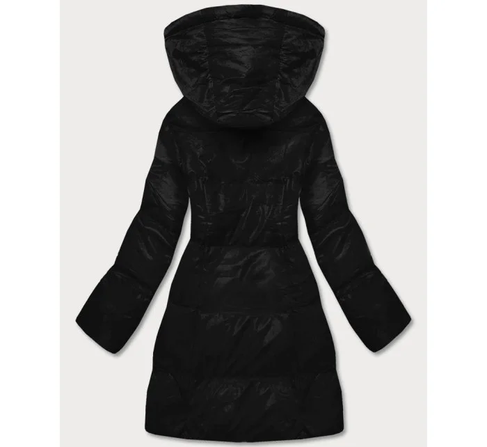 Čierna dámska zimná bunda s kapucňou (5m722-392)