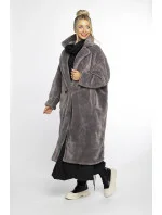 Dámsky sivý plyšový kabát Ann Gissy (AG1-J9172)