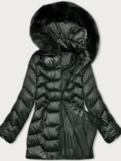 Dámska prešívaná bunda v army farbe s kapucňou S'west (B8169-11)