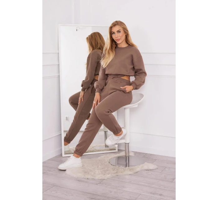 Zateplený set s krátkou mikinou mocca Zateplený set s krátkou mikinou mocca