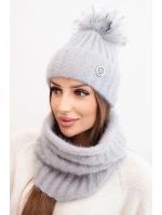 Dámská zimní souprava s bambulí a model 21762695 šedý - K-Fashion