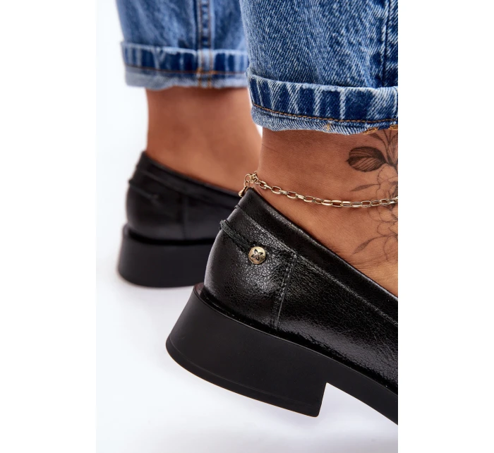 Skórzane Półbuty Mokasyny Damskie Maciejka 06250-01 Czarne