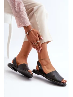 Skórzane Wsuwane Sandały Czarne Lemar Alivia