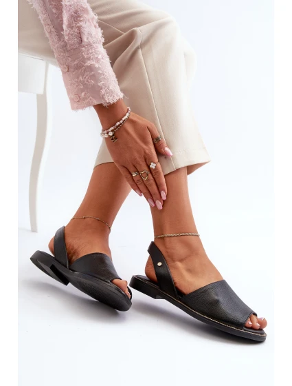 Skórzane Wsuwane Sandały Czarne Lemar Alivia