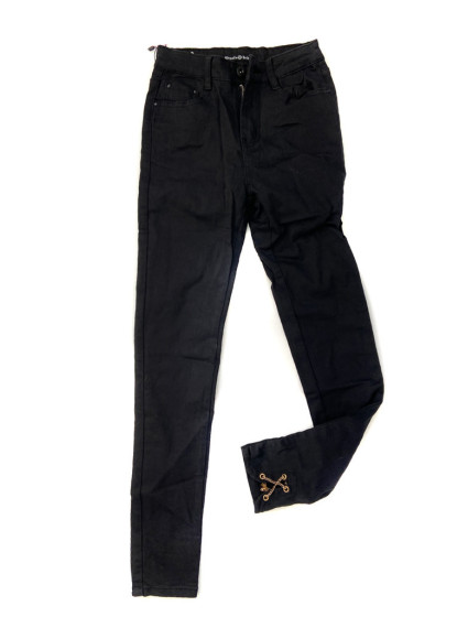 Čierne džínsové nohavice typu high waist s retiazkami na nohaviciach 1300 - Zoio