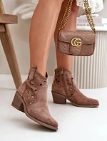 Topánky na podpätku HY42-086 hnedé - Krok vo veľkom štýle