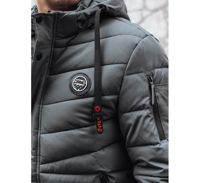 Pánská prošívaná zimní bunda s kapucí v grafitové barvě Dstreet model 21991450 - FashionStreet