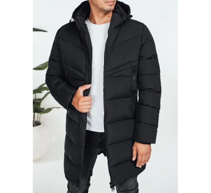 Pánska zimná bunda s kapucňou čierna prešívaná TX5070