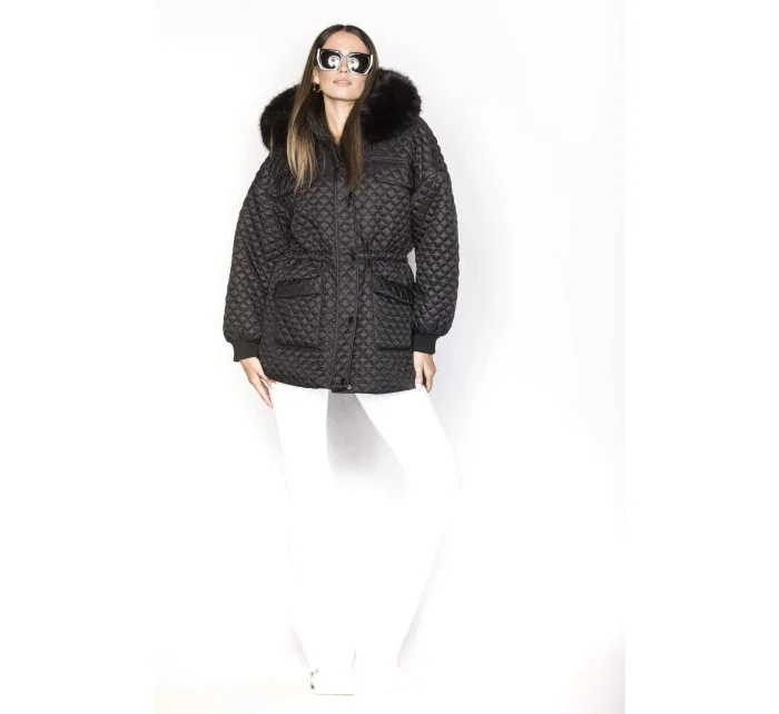 Čierna dámska prechodná bunda nadmernej veľkosti (ag6-27)