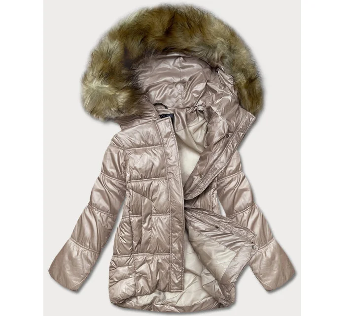 Krátka prechodná prešívaná bunda v ťavej farbe (H-202-1)