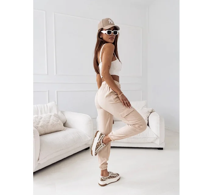 Béžové dámské kalhoty model 19813385 - Moon Béžové dámské kalhoty model 19813385 - Moon