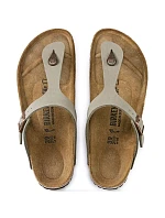 Pánské šedé žabky Birkenstock Gizeh Birko-Flor Nubuck Stone regular wide (43391) dámské