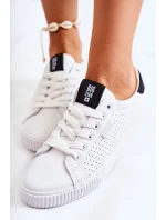 Damskie Skórzane Tenisówki BIG STAR HH274071 Biało-Czarne Damskie Skórzane Tenisówki BIG STAR HH274071 Biało-Czarne