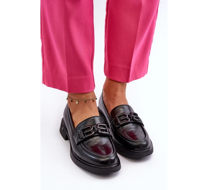 Elegantní černé dámské kožené mokasíny model 21655405 - VINCEZA