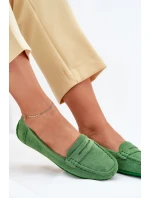 Damskie Zamszowe Mokasyny Zielone Lenvie